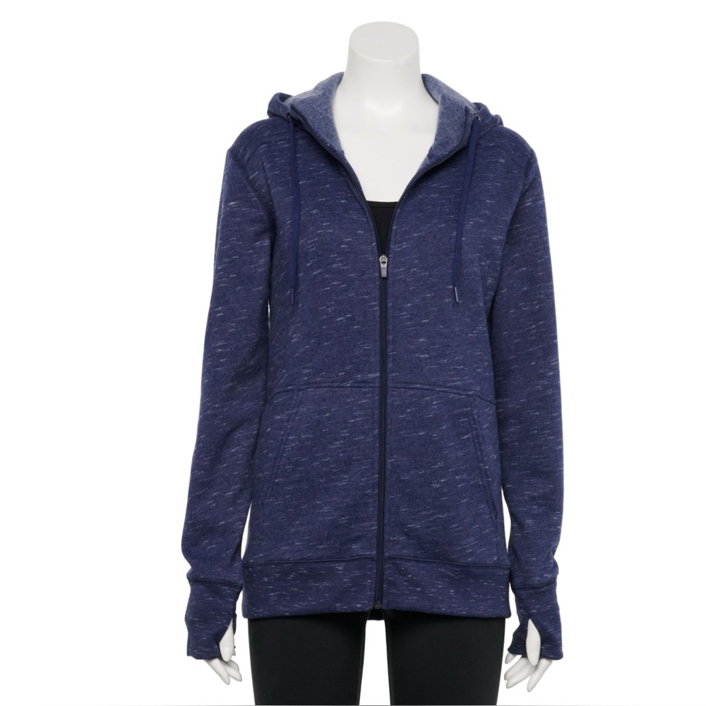 Tek Gear Ultrasoft Fleece Full Zip Jacket Hoodie Warm Cozy Activewear Hiking Gym